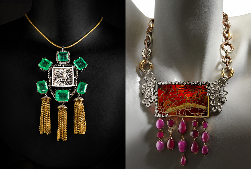 Platinum coin with large Russian emeralds