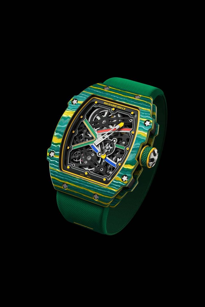 The RM 67-02 is not a watch that politely sits on the wrist. It is a statement, a mechanical flex disguised as sportswear