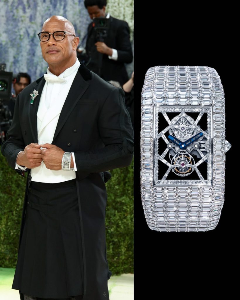 The former WWE superstar-turned-actor wore a Jacob & Co. Billionaire III White Gold