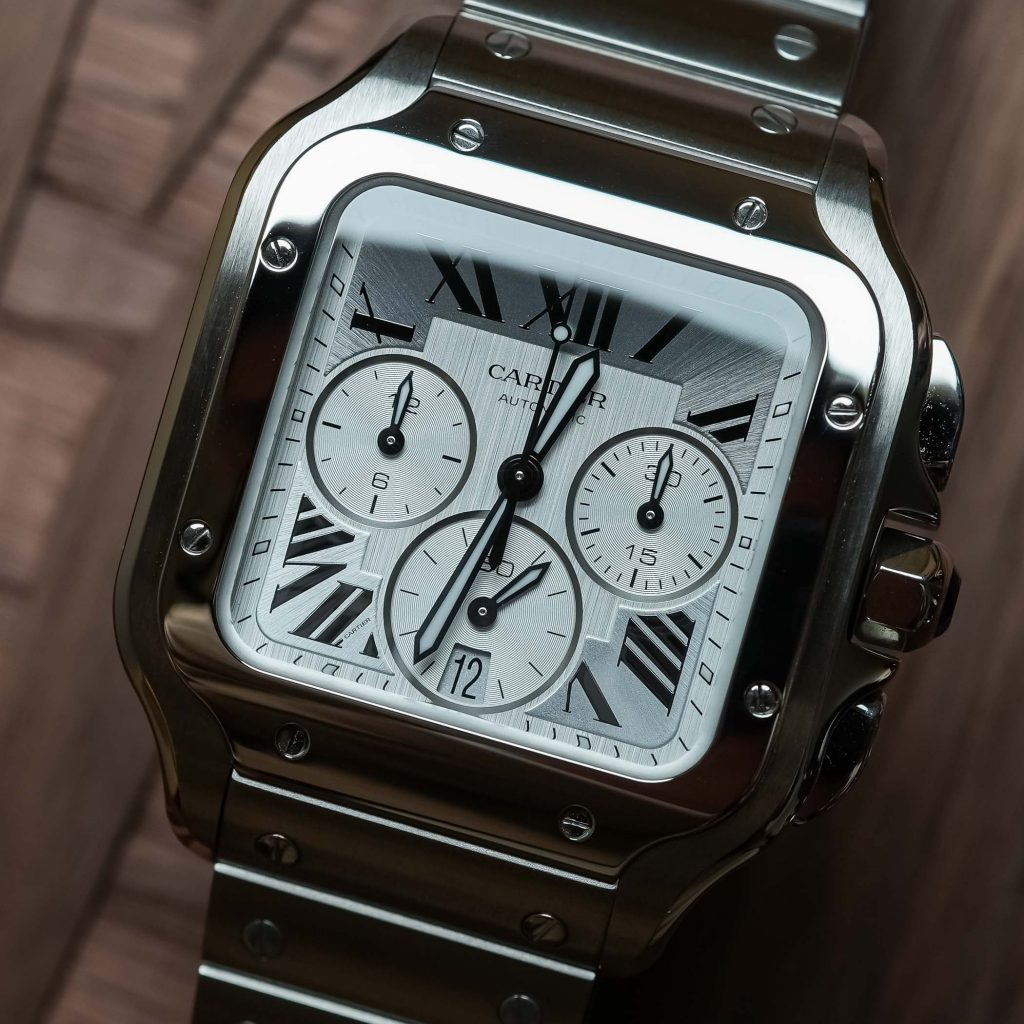 The modern Cartier Santos de Cartier Chronograph may not be a pure luxury sports watch