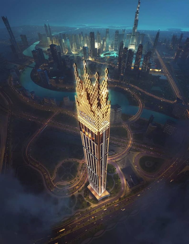 Rising like an oversized crown over the Dubai skyline