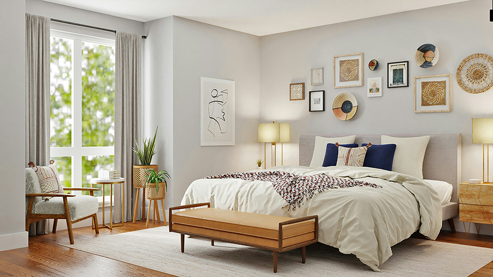 linen curtains, cushion covers, upholstery, and bedding instantly make rooms feel cooler