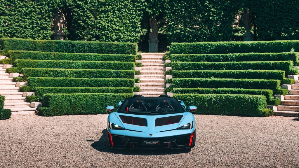 At the heart of the Fenomeno Roadster sits Lamborghini’s first open two-seater V12 hybrid High