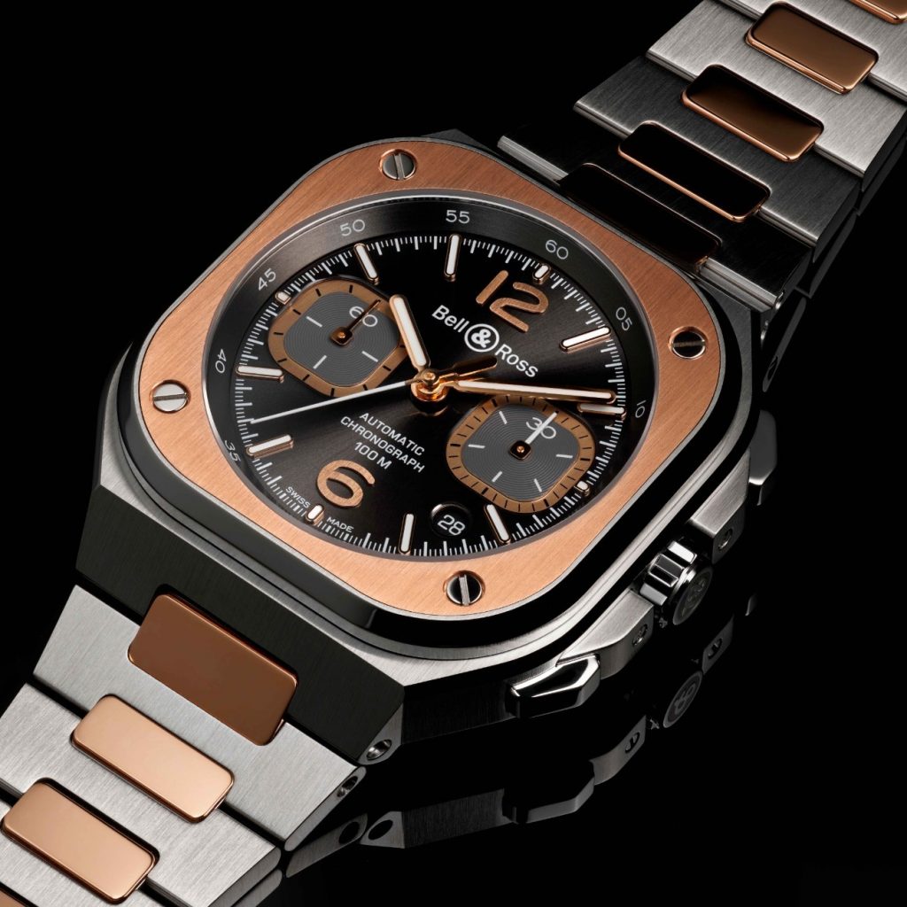 The Bell & Ross watch features a 42mm satin-finished and polished stainless steel