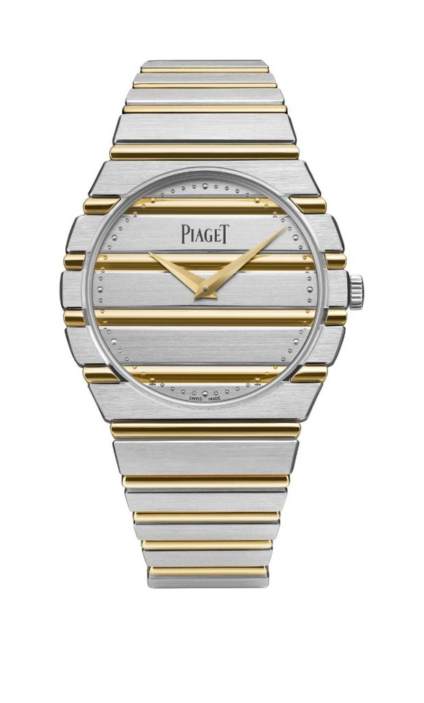 The Piaget Polo features a 38mm case crafted entirely in 18k white gold