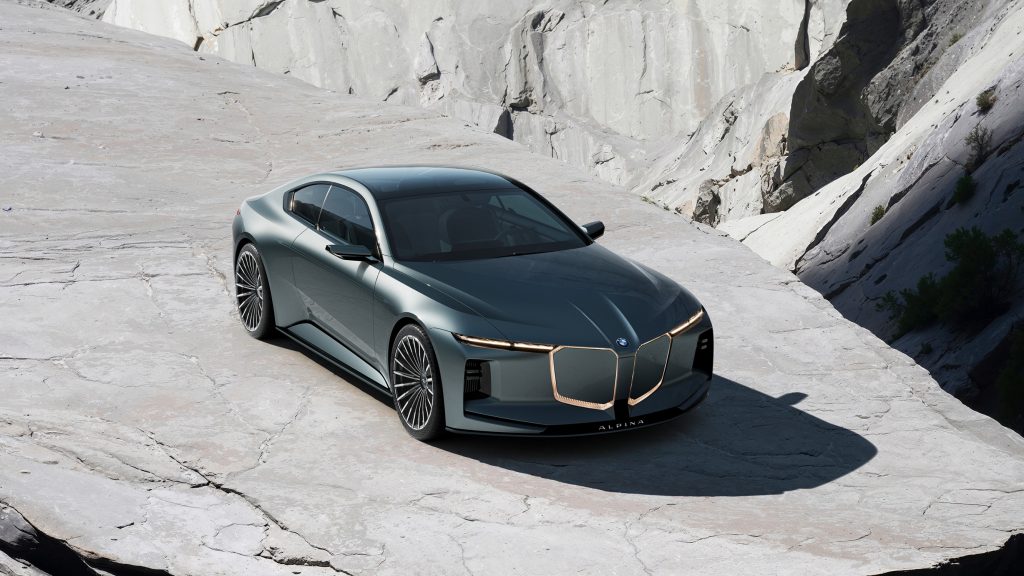The proportions tell you everything. A long, raked coupé roofline