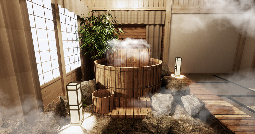 Japanese hot spring spa, onsen bathing culture, luxury Japanese onsen,