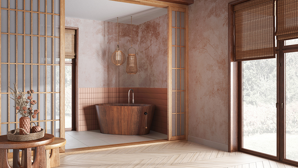 Japanese Hanoki bathtub, modern Japanese bathtub, wooden Japanese tub, Japanese ofuro, traditional ofuro bath,