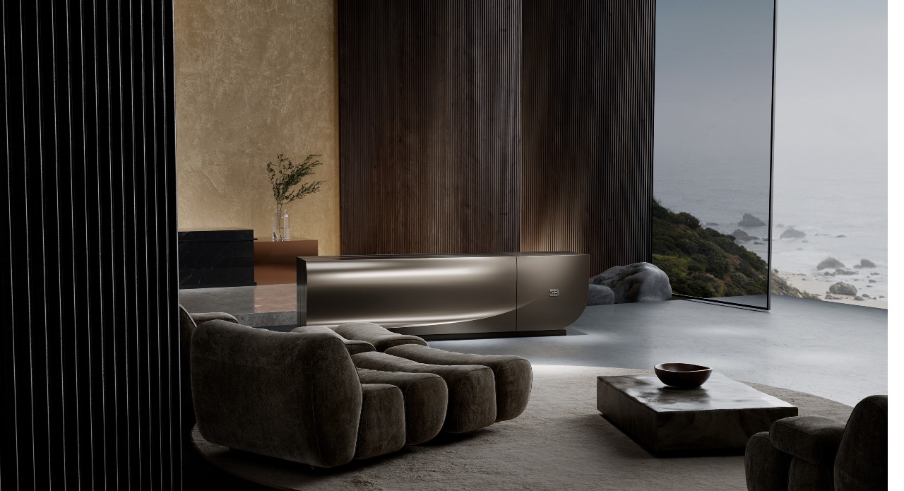 Inspired by the Bugatti Tourbillon and engineered in Austria, the C SEED BUGATTI N1 transforms from an elegant sculptural sideboard into a colossal 4K MicroLED cinema screen, proving that in the luxury world, even a television can aspire to become a work of art