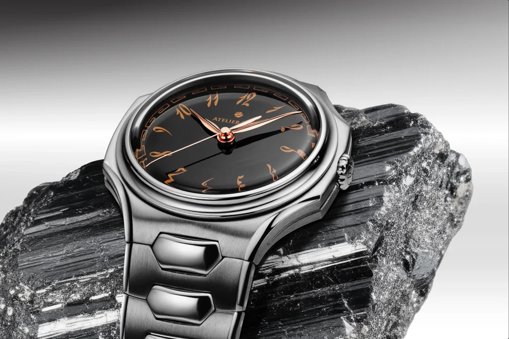 The watch is crafted from a 99.9% pure tantalum case, showcasing