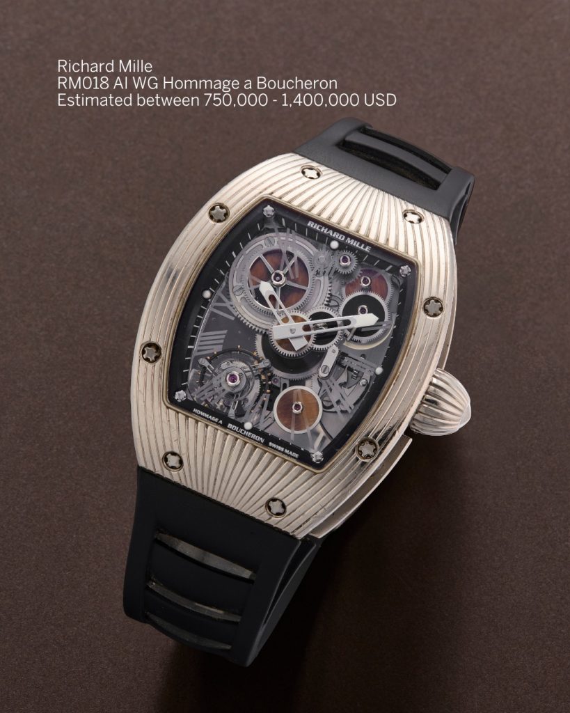A piece like the Richard Mille RM 018 AI WG Hommage à Boucheron, estimated between $750,000 and $1.4 million, represents this philosophy perfectly.