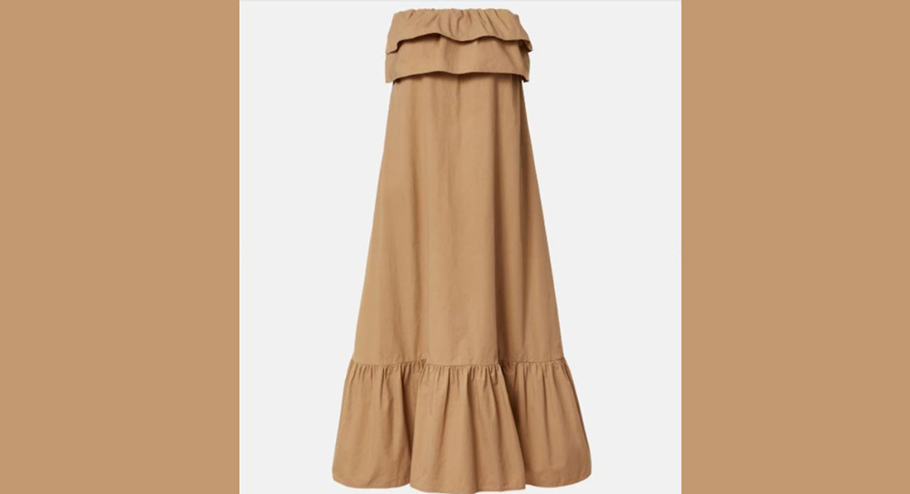 Saint Laurent Ruffled Cotton Serge Maxi Dress