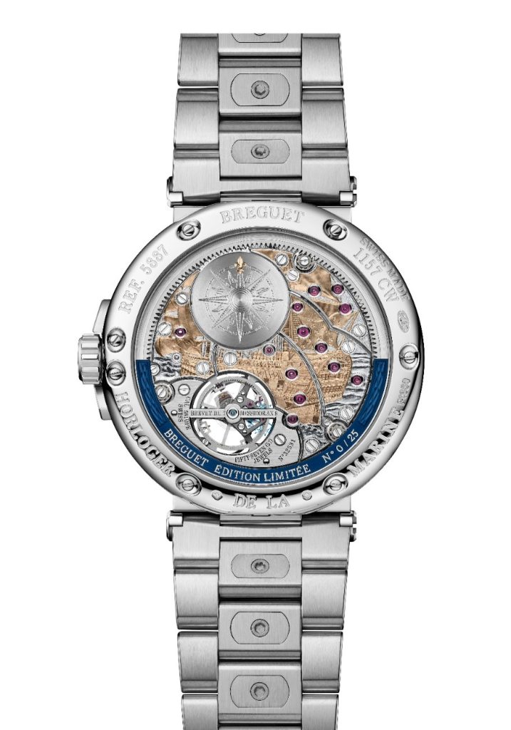Through the sapphire caseback, collectors can admire the movement’s finishing