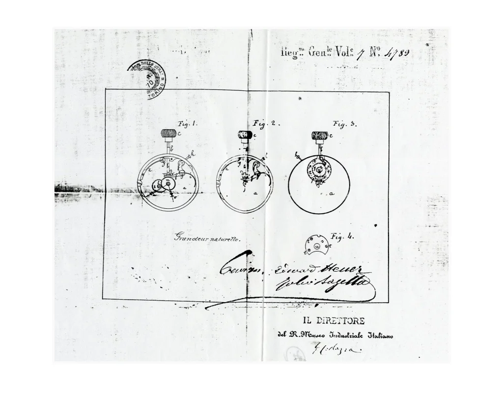 In 1887, Edouard Heuer patented the oscillating pinion, a compact mechanism