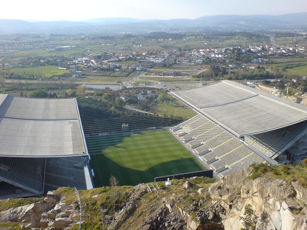 Perched dramatically against the Monte Castro quarry, the Estádio Municipal de Braga