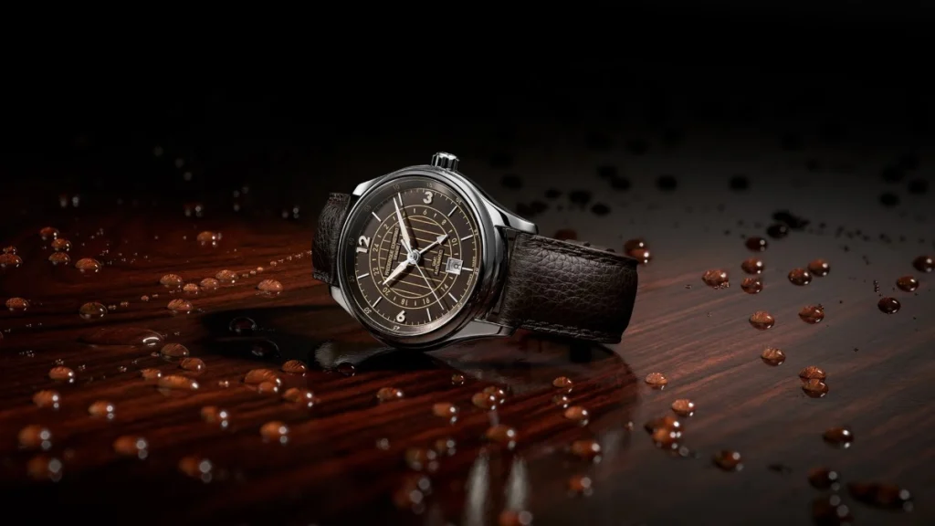 Frederique Constant offers two distinct personalities. Ref. (FC-350RN5B6) wears a deep navy blue dial