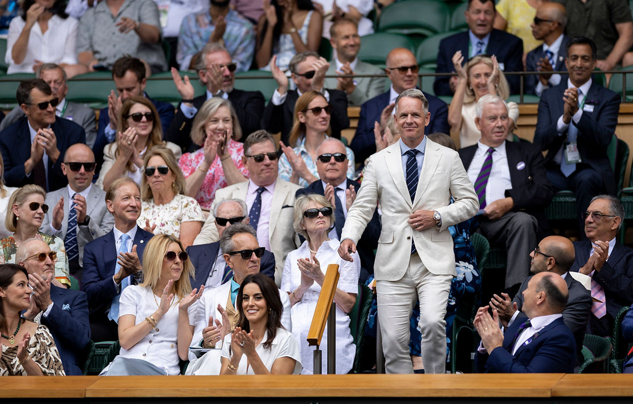 Luke Donald is introduced as he arrives in the Royal Box