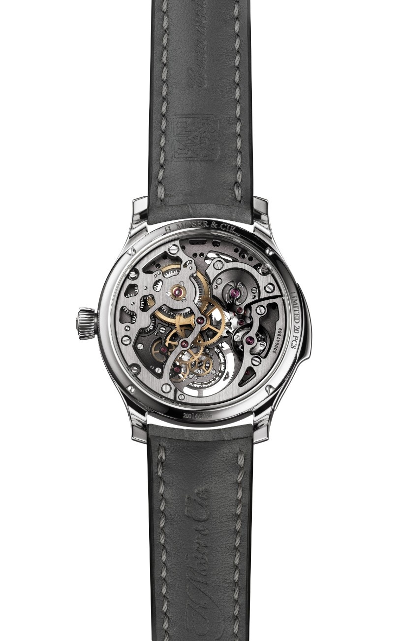 Completing the watch is a hand stitched grey nubuck alligator leather strap that subtly complements