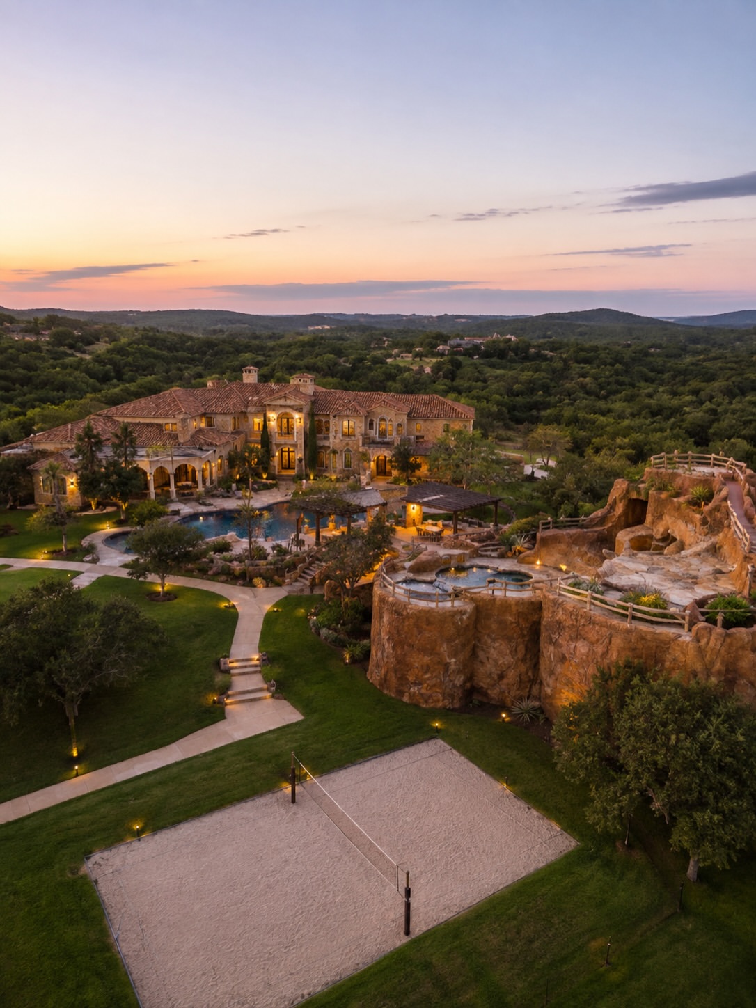 At the heart of the estate sits the enormous 13,300 square foot main residence, providing the kind of space that makes the average luxury home