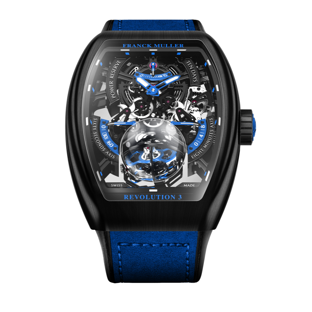 With Revolution 3, Franck Muller took the tourbillon and decided that one axis of rotation was apparently insufficient