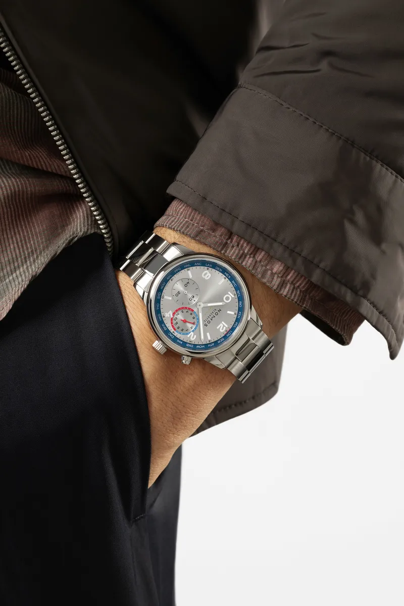 Nomos proves that a world-timer need not cost a small fortune to look this composed