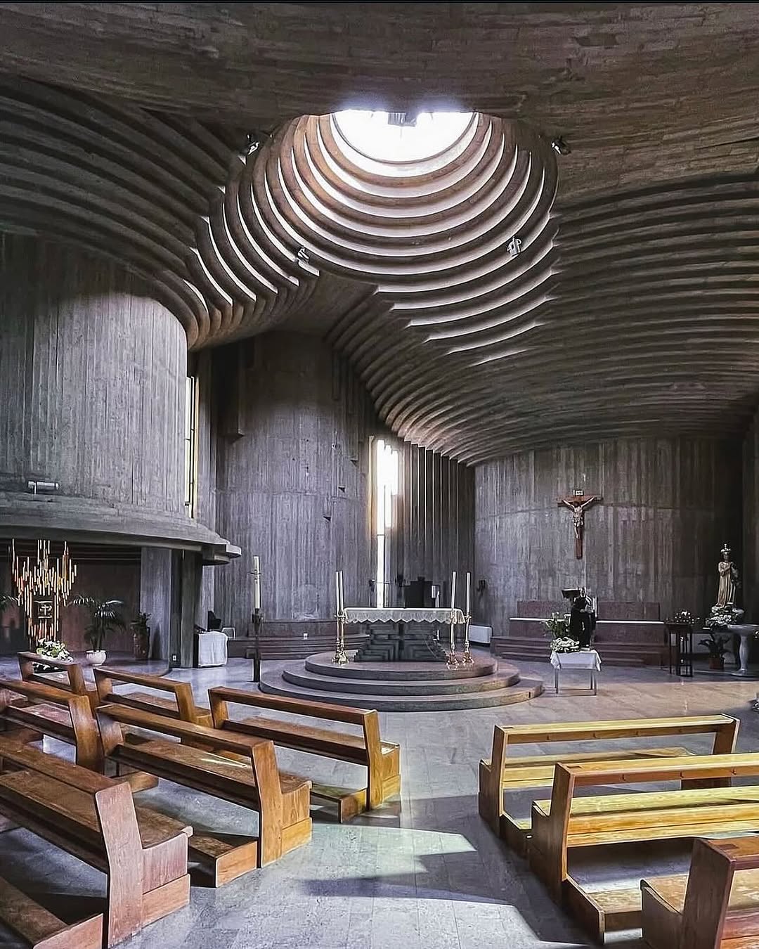 Among his most compelling religious projects is the Holy Family Church in Salerno
