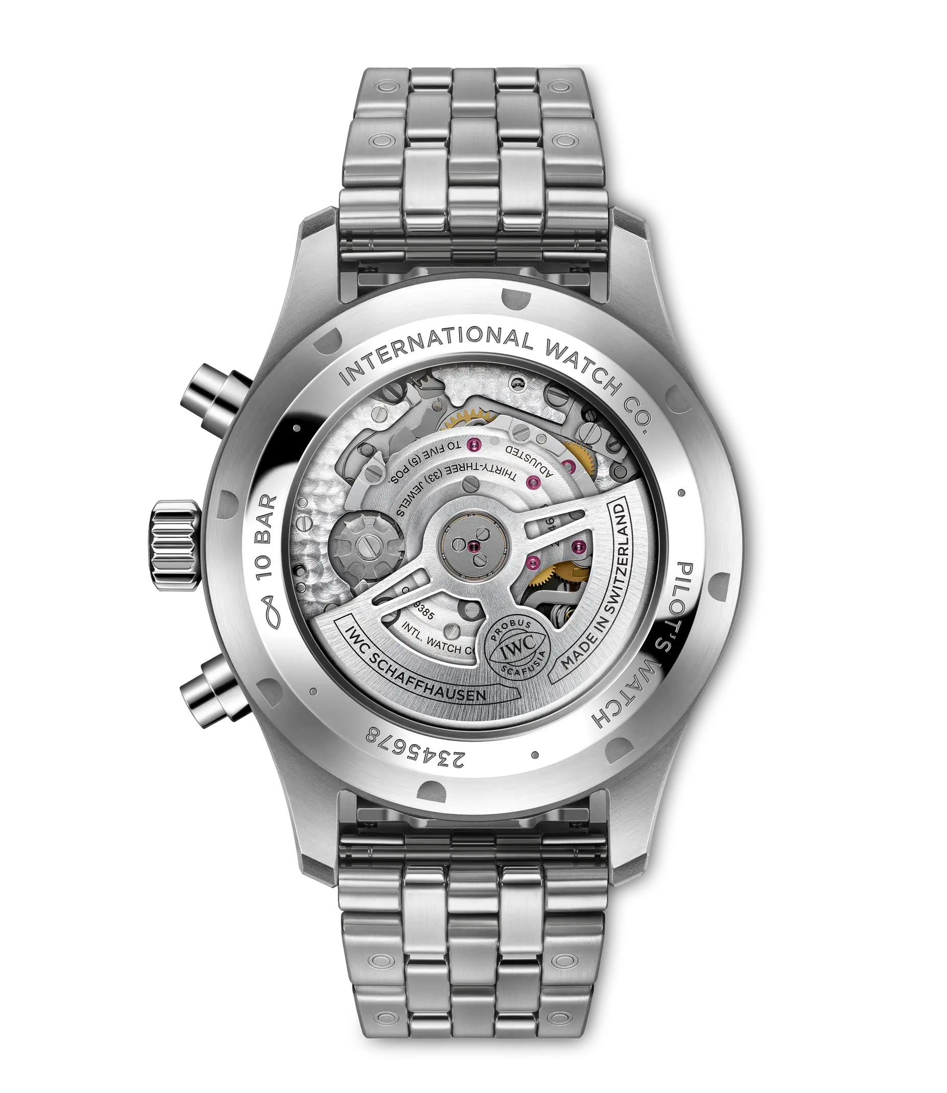 A practical day and date indication sits at 3 o'clock, while the IWC-manufactured 69385 calibre