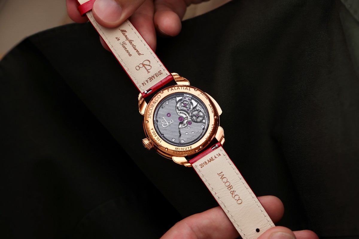 Turn the watch over, and the sapphire caseback reveals the full architecture of the movement
