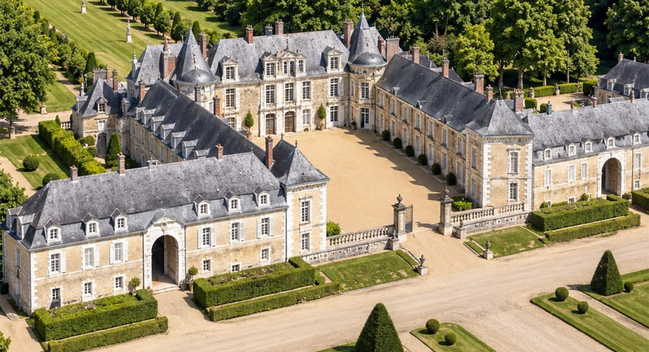 A kilometre-long avenue of plane trees leads to a château with its own chapel, a Versailles-style marble salon and a leased 35-hectare racecourse, listed for a surprisingly modest €6 million