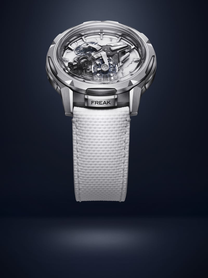 The Ulysse Nardin Freak [reference 2513-500LE-9A-HOW/3A] challenges conventional watchmaking