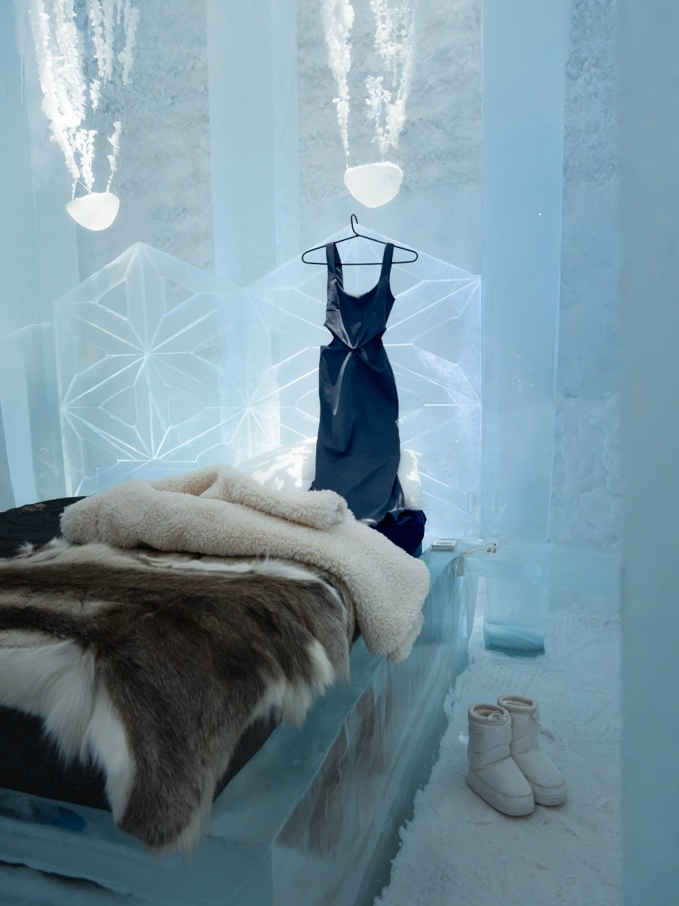 In Swedish Lapland, beside the frozen Torne River, a palace is built each winter from ice and snow